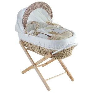 Kinder Valley Tiny Ted Cream Palm Moses Basket With Stand
