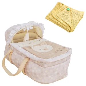 Moon Honey Bear Moses Basket With Organic Cellular Blanket