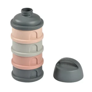 Beaba Formula Milk Container with 4 Compartments - Mineral Grey/Pink