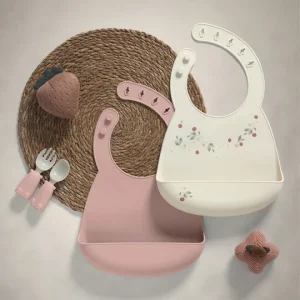 Silicone Bibs (Pack of 2) - Floral Berry