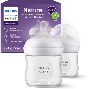 PHILIPS AVENT Baby Bottle with Natural Response , 4 Oz, 2 Count